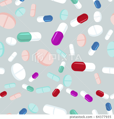 Colorful pills seamless pattern. Medicine 64377935