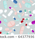 Colorful pills seamless pattern. Medicine 64377936
