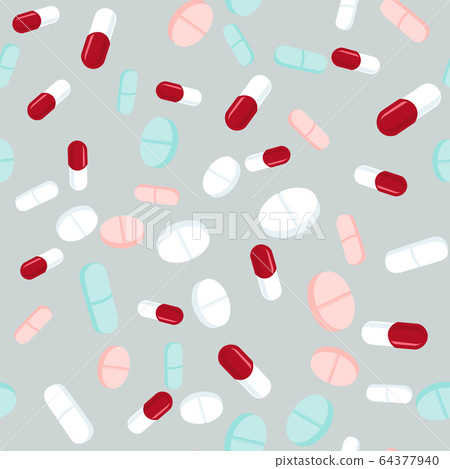 Colorful pills seamless pattern. Medicine 64377940