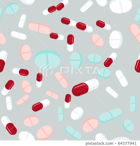 Colorful pills seamless pattern. Medicine 64377941