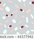 Red and white pills seamless pattern. Medicine 64377942