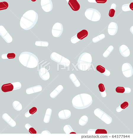 Red and white pills seamless pattern. Medicine 64377944