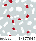 Red and white pills seamless pattern. Medicine 64377945