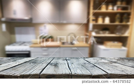 Empty old wooden table background 64378582