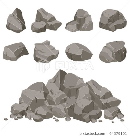 Rock stone set cartoon. 64379101