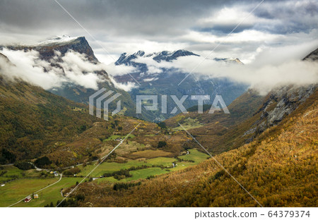 Beautiful autumn landscape of Norway during autumn Beautiful autumn landscape of Norway during autumn 64379374