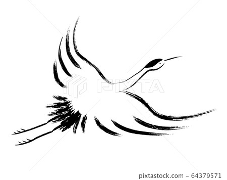 Crane sumi-e vector Crane sumi-e vector 64379571