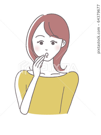 A woman holding her mouth - Stock Illustration [64379677] - PIXTA