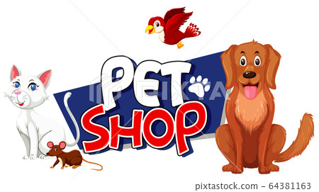 Font design for pet shop with many cute animals - Stock Illustration ...