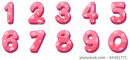 Font design for numbers one to zero on white Font design for numbers one to zero on white 64381771