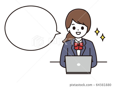 Student woman computer speech bubble illustration 64381880