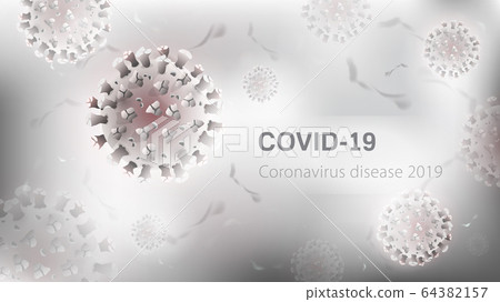Coronavirus particles in white gray background 64382157