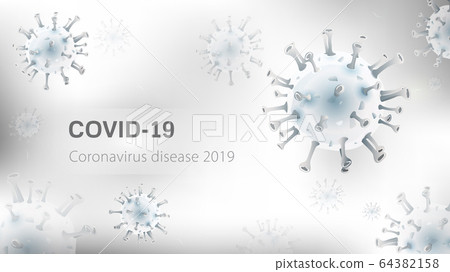 White COVID-19 background with virus particles and space for text 64382158