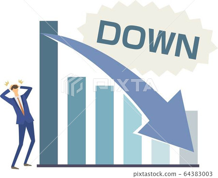 Falling graph Stock price crash Sales down bar graph Vector illustration 64383003