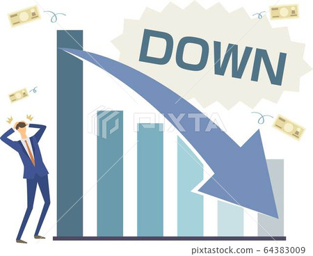 下降圖股票價格暴跌銷售下降條形圖矢量圖 64383009