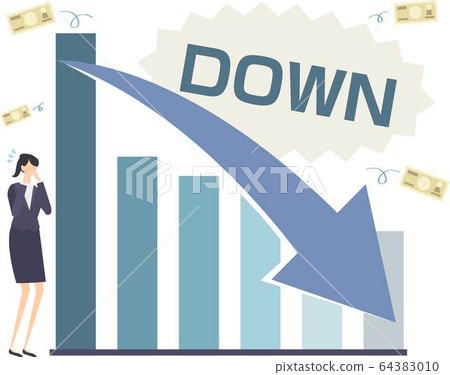 Falling graph Stock price crash Sales down bar graph Vector illustration Falling graph Stock price crash Sales down bar graph Vector illustration 64383010