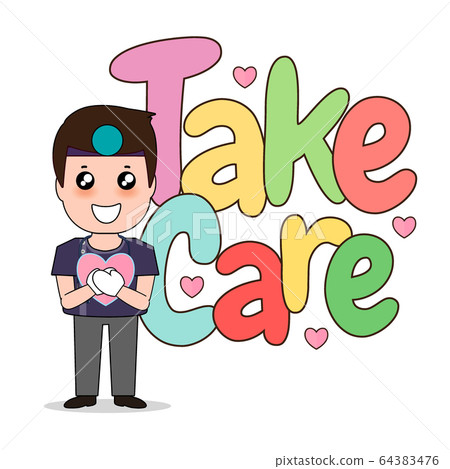 Dentist with word TAKE CARE, Cartoon character 64383476