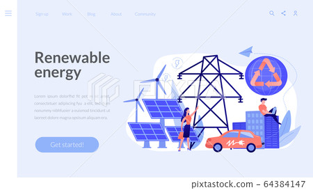 Renewable energy concept landing page. - Stock Illustration [64384147 ...