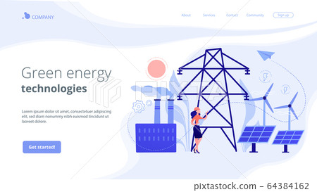Alternative energy concept landing page. Alternative energy concept landing page. 64384162