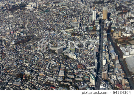 Aerial view near Nakameguro, Meguro-ku, Tokyo Aerial view near Nakameguro, Meguro-ku, Tokyo 64384364