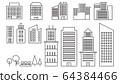 Line icon building / building 64384466