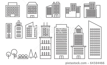 Line icon building / building 64384466