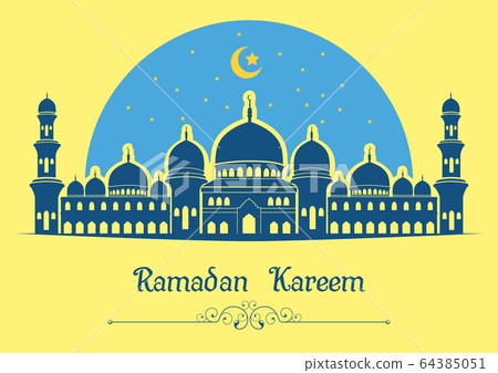 Ramadan kareem background with mosque on yellow background Ramadan kareem background with mosque on yellow background 64385051