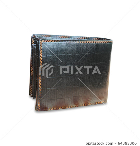 Black Leather Wallet on white background texture Black Leather Wallet on white background texture 64385300