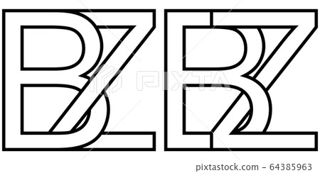 Logo sign bz zb icon sign two interlaced letters b, z vector logo bz, zb first capital letters 64385963