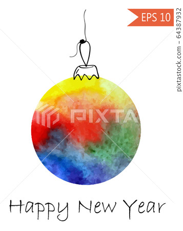 Watercolor christmas bauble Colorful on white background in vector New Year ball 64387932