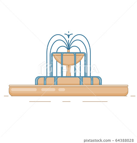 Flat vector illustration of fountain with bowl, Flat vector illustration of fountain with bowl, 64388028