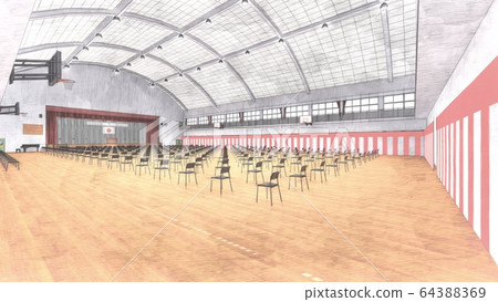Gymnasium entrance ceremony School with few chairs Coronavirus Illustration 75 Gymnasium entrance ceremony School with few chairs Coronavirus Illustration 75 64388369