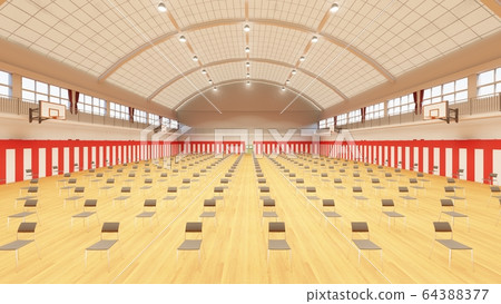 Gymnasium entrance ceremony School with few chairs Coronavirus Illustration 70 Gymnasium entrance ceremony School with few chairs Coronavirus Illustration 70 64388377