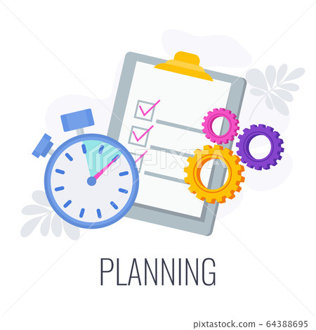 Planning and time management infographics pictogram. System for success. Planning and time management infographics pictogram. System for success. 64388695