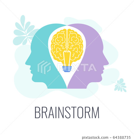 Brainstorming. Two heads, one brain. Creative technique for generating ideas Brainstorming. Two heads, one brain. Creative technique for generating ideas 64388735