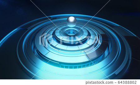 Tennis ball above rotating platform 64388802