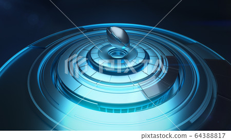 Three dimensional model of rugby ball 64388817