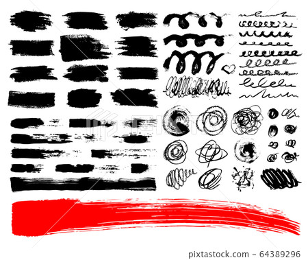 Vector Set of brush acrylic strokes. Black red color on white background. Hand painted grange elements. Ink drawing. Dirty artistic design . Place for text, quote, information, company name. Vector Set of brush acrylic strokes. Black red color on white background. Hand painted grange elements. Ink drawing. Dirty artistic design . Place for text, quote, information, company name. 64389296