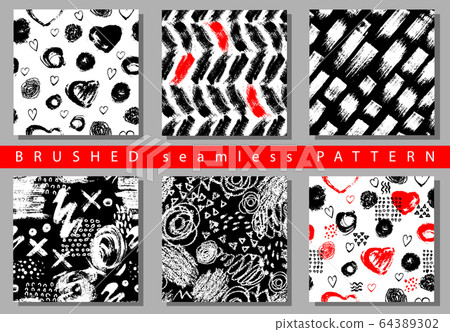 Vector Set of seamless pattern with brush... - Stock Illustration ...