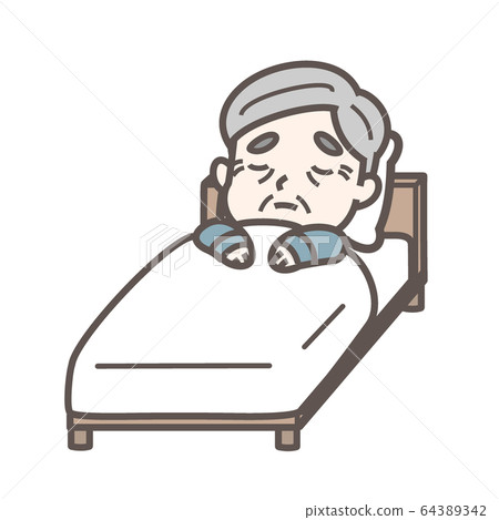 Sleeping in bed Grandfather's home treatment,... - Stock Illustration ...