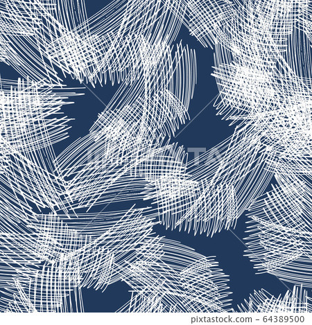 Vector colorful seamless pattern with brush stripes and plaid. White color on blue background. Hand painted grange texture. Ink geometric elements. Fashion modern style. Unusual teen and kid. Vector colorful seamless pattern with brush stripes and plaid. White color on blue background. Hand painted grange texture. Ink geometric elements. Fashion modern style. Unusual teen and kid. 64389500