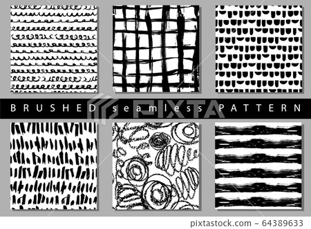 Vector Set of seamless pattern with brush... - Stock Illustration ...