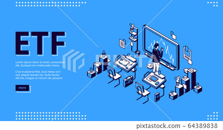 Etf isometric landing page, exchange traded fund Etf isometric landing page, exchange traded fund 64389838