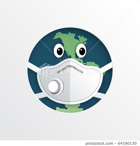 the world infected by the coronavirus earth with a mask 64390130