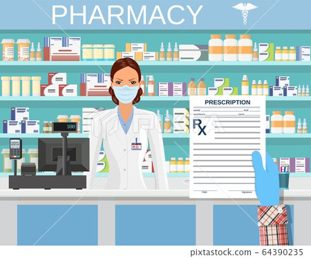 hand holding a prescription rx form. hand holding a prescription rx form. 64390235