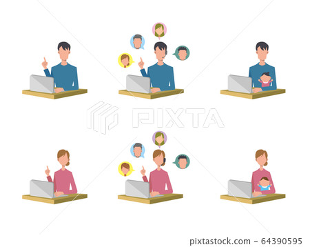 Telework set - Stock Illustration [64390595] - PIXTA