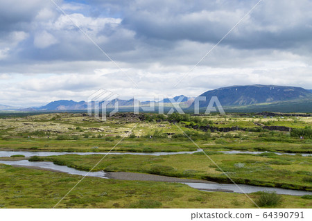 Thingvellir site, famous Icelandic landmark. 64390791