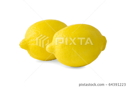Ripe yellow lemon an isolated on white background 64391223