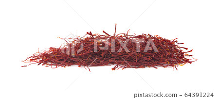 Pile of saffron threads an isolated on white Pile of saffron threads an isolated on white 64391224