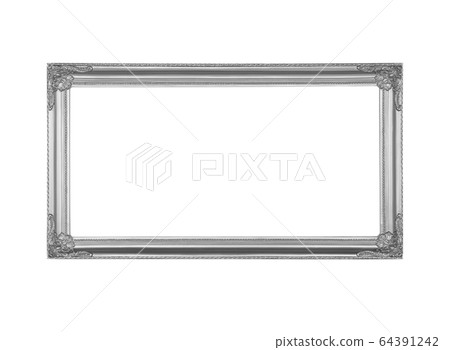 Gray picture frame on white background. 64391242